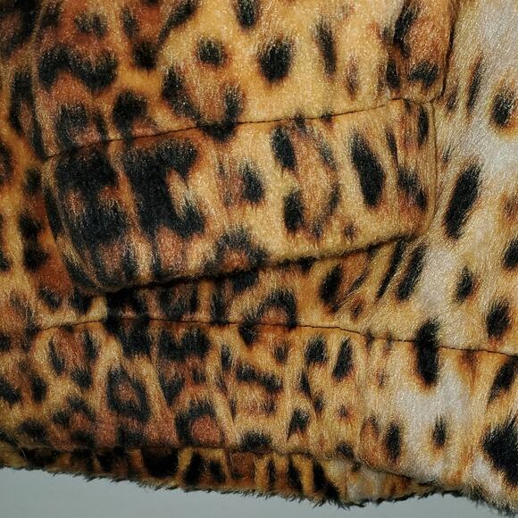 Topshop Leopard Print Cropped Fleece Pull Over Elastic Waist 1/4 Zip size 2 - Picture 5 of 6